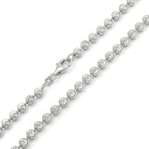 925 Sterling Silver 4mm Ball Bead Moon Cut Rhodium Chain